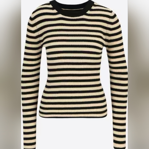 GAP Sweaters - Gap Brooklyn Rib Striped Crew Sweater, Black, Cream & Gold Metallic, size XL